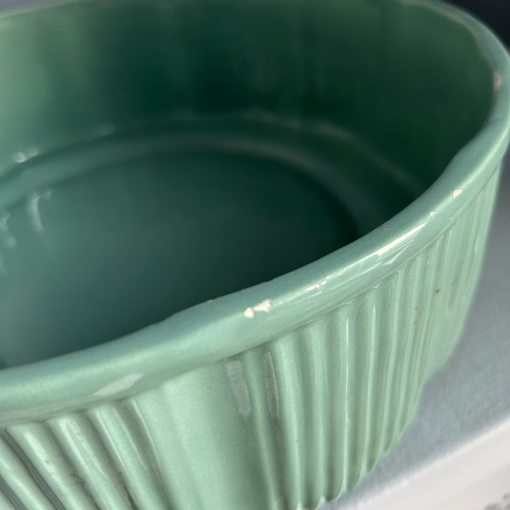 Vintage MCM  Haeger Green Ceramic Bowl - Picture 5 of 8